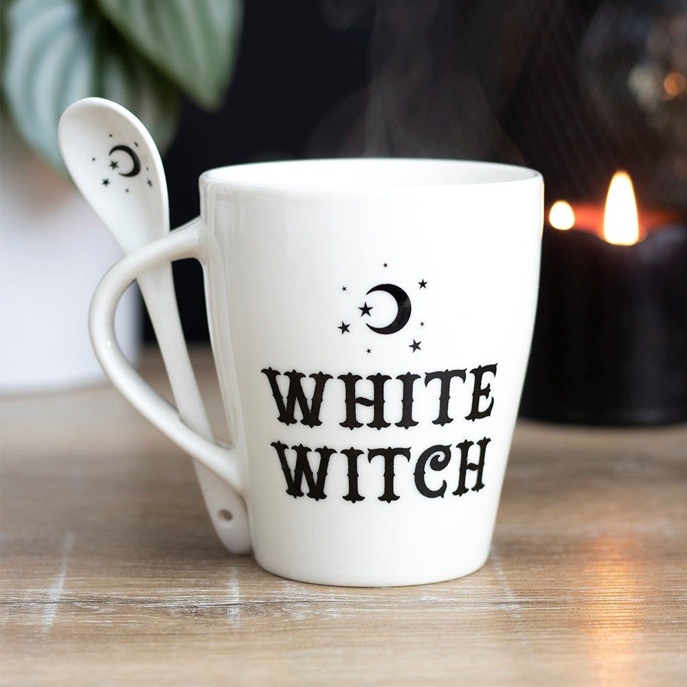 9 oz Ceramic Mug and Spoon Set - White Witch, SKU PG-14996, UPC 700317071006