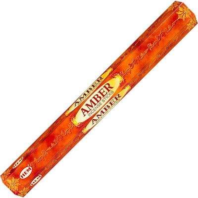 Amber HEM Incense Stick 20 Pack, SKU AM20, UPC 6016225950956
