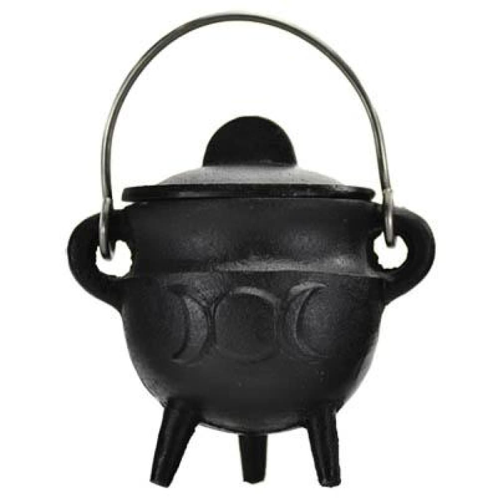 4.25&quot; Triple Moon Cast Iron Cauldron with Lid, SKU BR86T, UPC 6016218625632