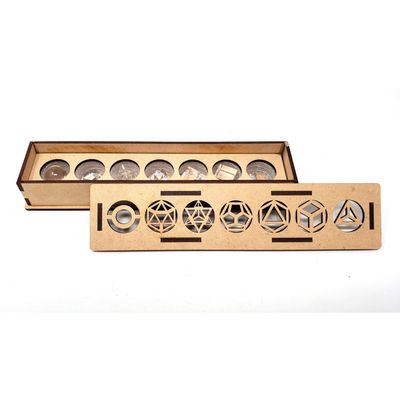 Clear Quartz 7 Geometric 7 Piece Set with Wood Gift Box, SKU P206, UPC 6016208684663