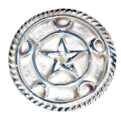 3&quot; Silver Plated Brass Pentagram Altar Tile, SKU AP1, UPC 6016208627615