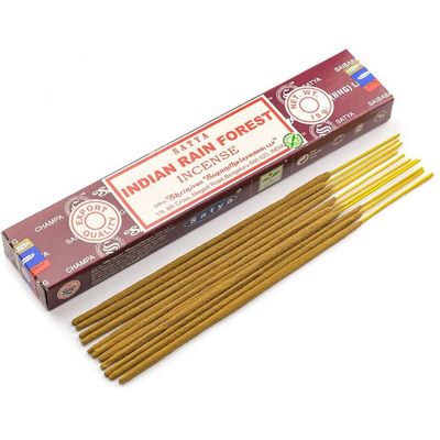 Indian Rain Forest Satya Incense Sticks 15 gram, SKU SIRForest15, UPC 700317377719