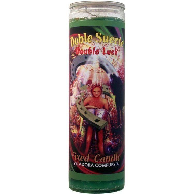 7 Day Glass Candle Mystical Fixed - Double Luck - Green, SKU WP-0060-167, UPC 6016248566516