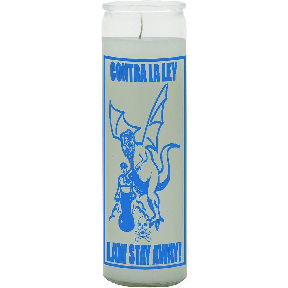 7 Day Glass Candle Law Stay Away - White, SKU WP-575-515, UPC 6016201760739