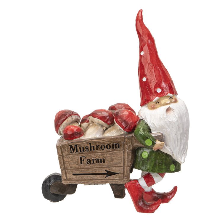 10&quot; Gnome Statue - Gnome Going to the Mushroom Farm, SKU PG-14779, UPC 700317041214