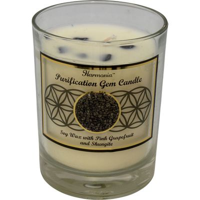 9 oz Harmonia Soy Gem Candle - Purification - Shungite, SKU KH-39273, UPC 6016230137182