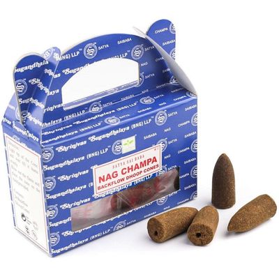 Nag Champa Satya Backflow Dhoop Incense Cones (24 Pack), SKU BFNC, UPC 700317305866