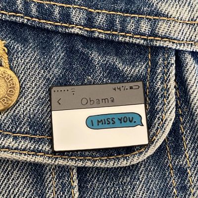I Miss You Obama Text Message Enamel Pin, SKU XZ1355-11, UPC 6016213525524