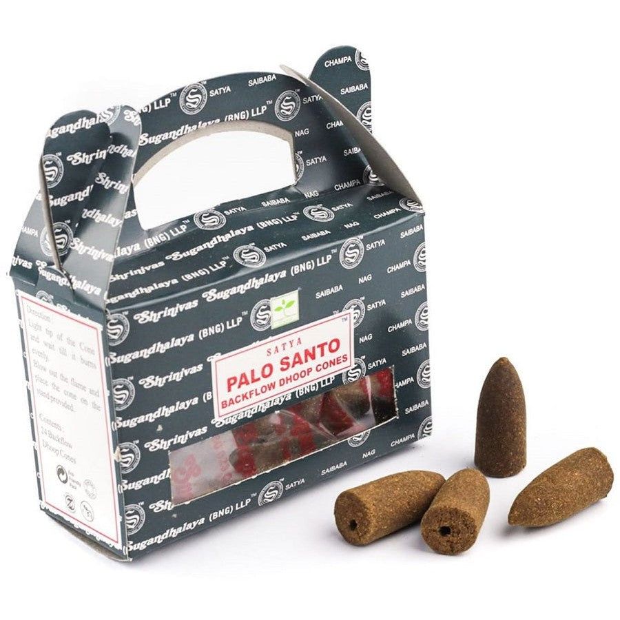 Palo Santo Satya Backflow Dhoop Incense Cones (24 Pack), SKU BFPALO, UPC 700317305903