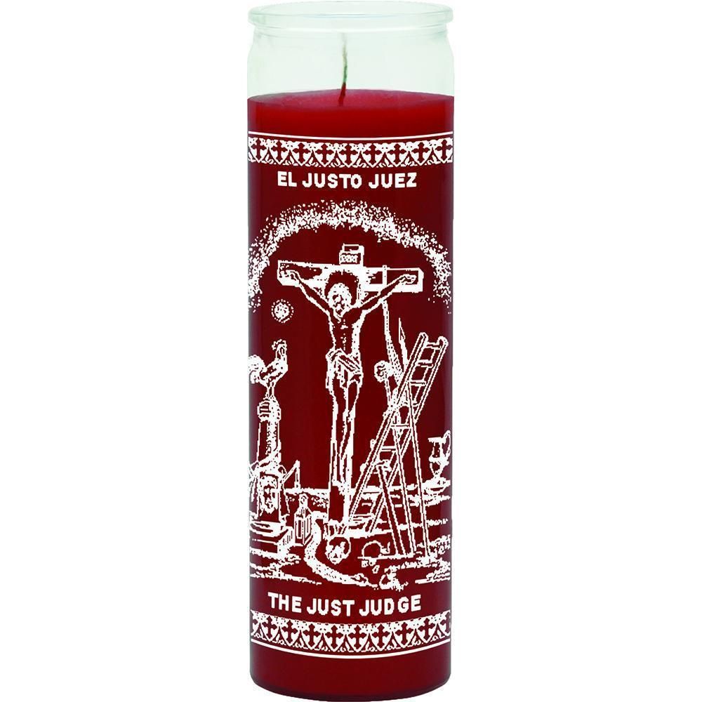 7 Day Glass Candle Just Judge - Red, SKU WP-575-465-02, UPC 6016210516532