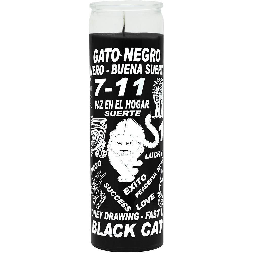 7 Day Glass Candle Black Cat - Black, SKU WP-575-061, UPC 6016201536563
