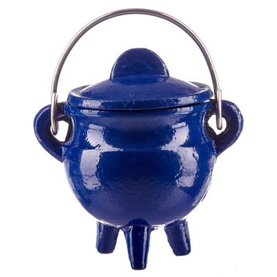 3&quot; Blue Cast Iron Cauldron with Lid, SKU BR81B, UPC 6016207056034