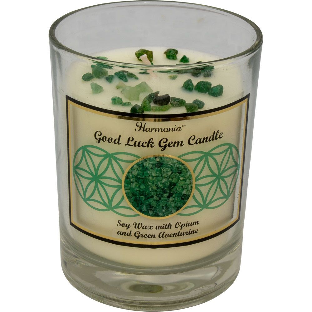 9 oz Harmonia Soy Gem Candle - Good Luck - Green Aventurine, SKU KH-39274, UPC 6016204767766