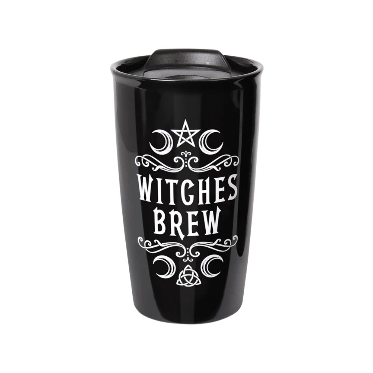 12 oz Black Ceramic Travel Mug - Witches Brew, SKU PG-14130, UPC 700317028727