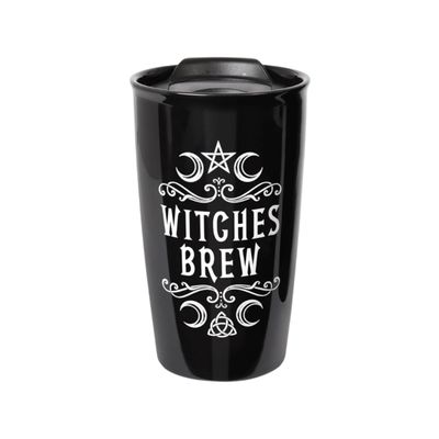 12 oz Black Ceramic Travel Mug - Witches Brew, SKU PG-14130, UPC 700317028727