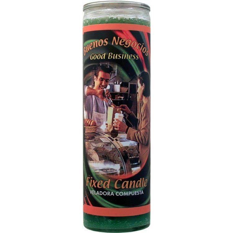 7 Day Glass Candle Mystical Fixed - Good Business - Green, SKU WP-0060-051, UPC 6016212924984