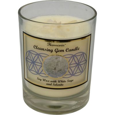 9 oz Harmonia Soy Gem Candle - Cleansing - Selenite, SKU KH-39264, UPC 6016200166112