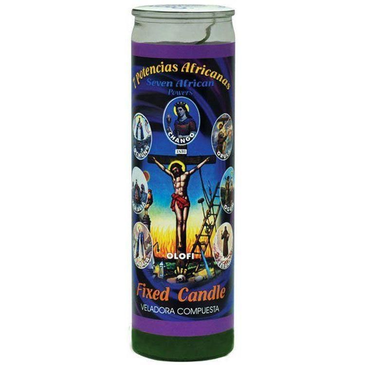 7 Day Glass Candle Velas Misticas - 7 African Powers - Green, SKU WP-0060-860, UPC 6016222823871