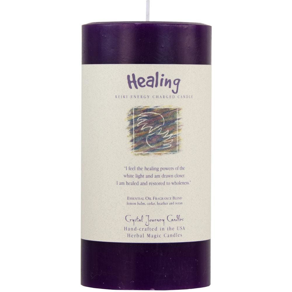 Reiki Charged Herbal 3&quot; x 6&quot; Pillar Candle - Healing, SKU KH-84514, UPC 6016207376354