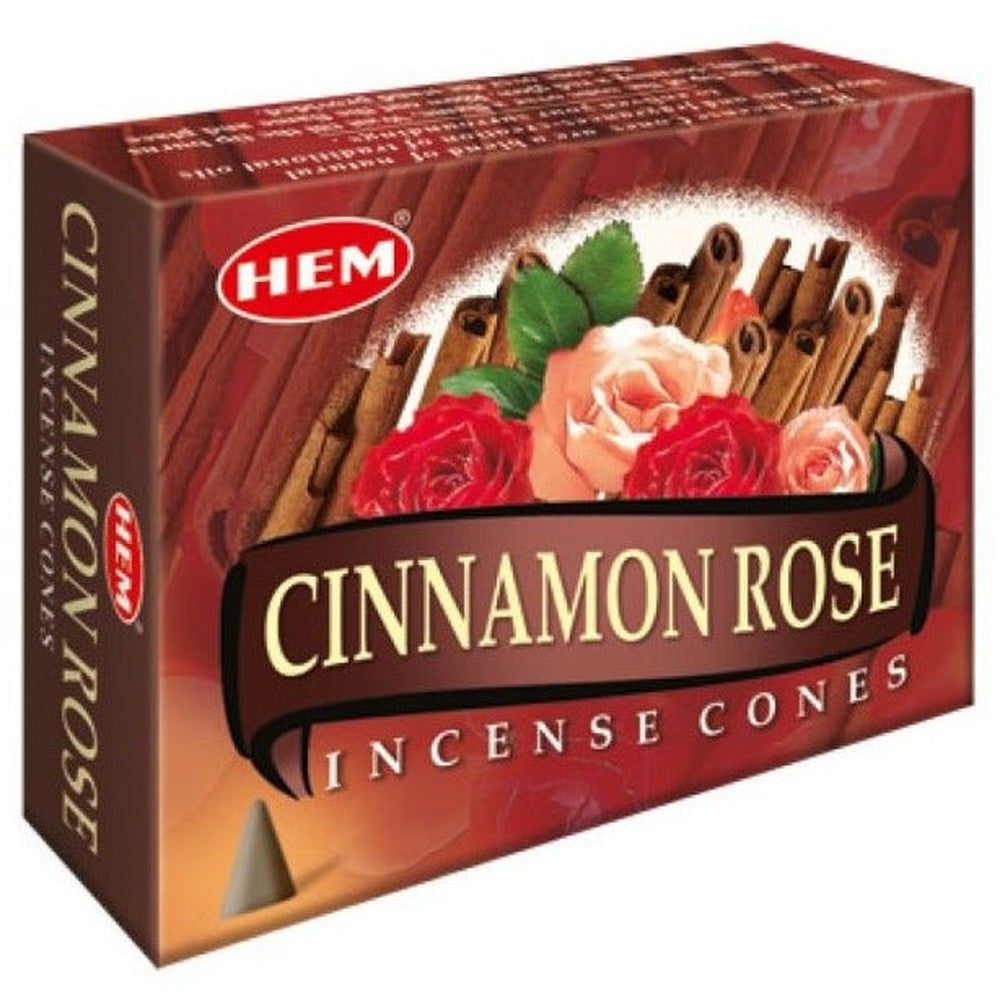 Cinnamon Rose HEM Cone Incense (10 Cones), SKU CIR12, UPC 700317305729