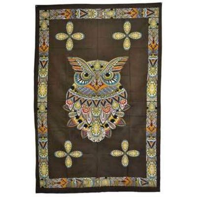 54&quot; x 86&quot; Owl Tapestry, SKU TST-OWL-BROWN, UPC 6016202978928