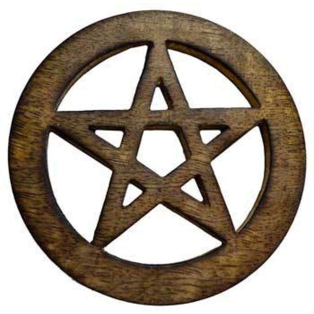 4&quot; Wooden Pentagram Altar Tile, SKU 487, UPC 6016214790785