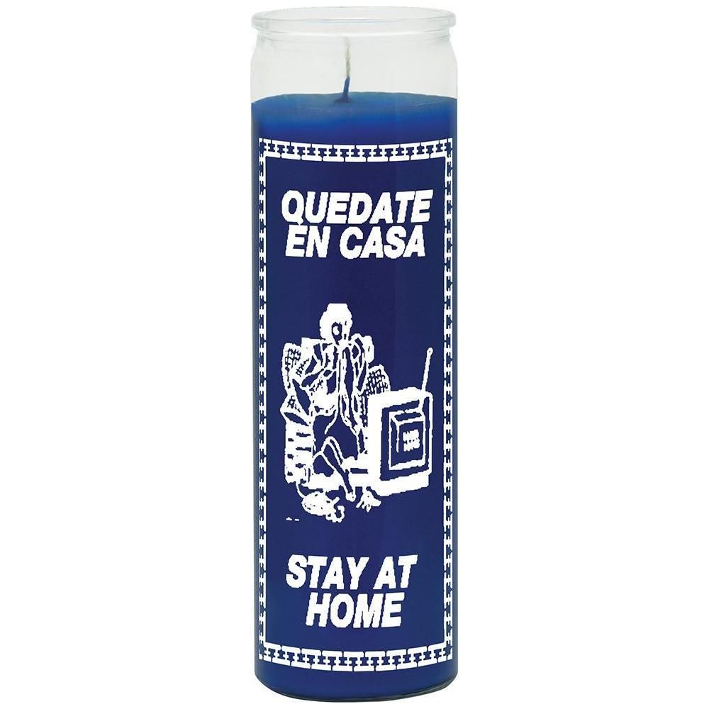 7 Day Glass Candle Stay at Home - Blue, SKU WP-575-890, UPC 6016210323345