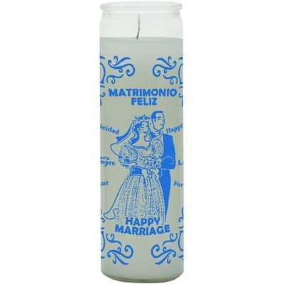 7 Day Glass Candle Happy Marriage - White, SKU WP-575-315, UPC 6016211118117