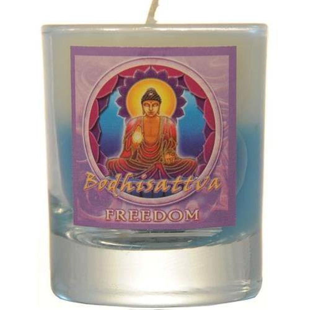 Soy Filled Votive Candle Holders Mandala - Freedom, SKU CJ-GH103, UPC 6016201275202