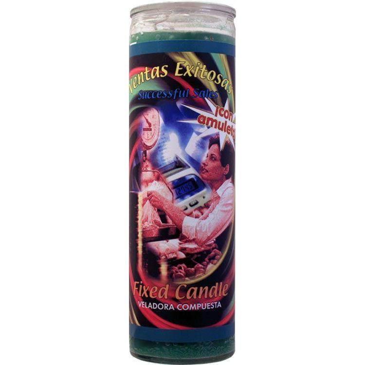 7 Day Glass Candle Velas Misticas - Successful Sales - Green, SKU WP-0060-592, UPC 6016217448454