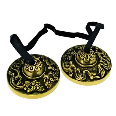 2&quot; Tibetan Tingshas / Cymbals - Dragon, SKU H03-57-83, UPC 700317385615