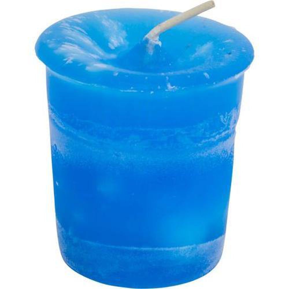 Ylang Ylang Herbal Votive Candle - Light Blue, SKU CJ-T065-1, UPC 6016216455439
