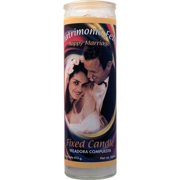 7 Day Glass Candle Velas Misticas - Happy Marriage - White, SKU WP-0060-936, UPC 6016202559592