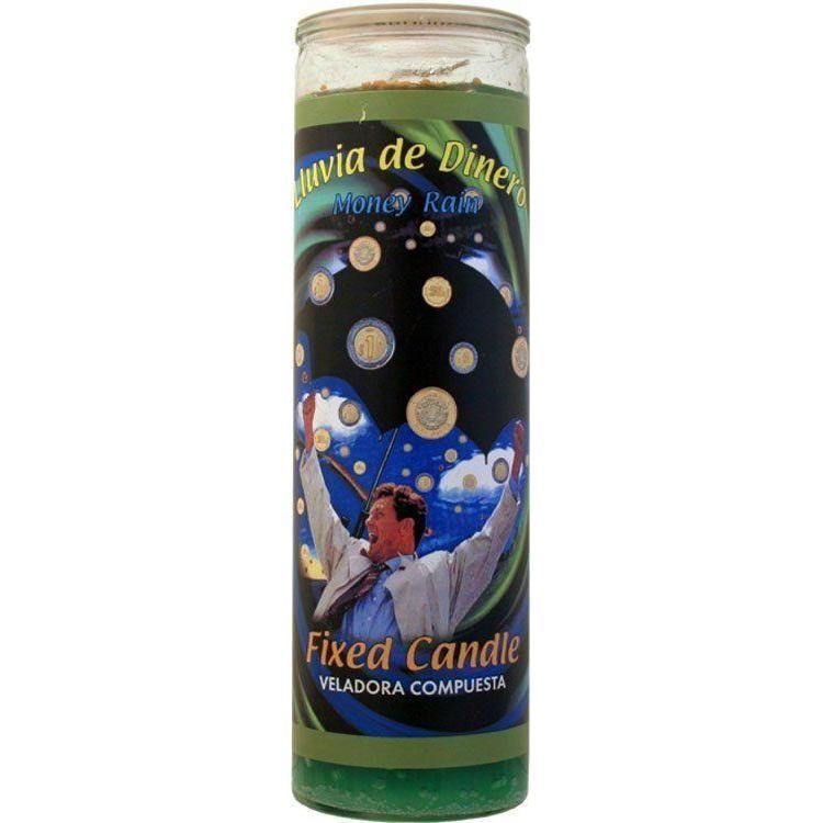 7 Day Glass Candle Mystical Fixed - Money Rain - Green, SKU WP-0060-192, UPC 6016209419417