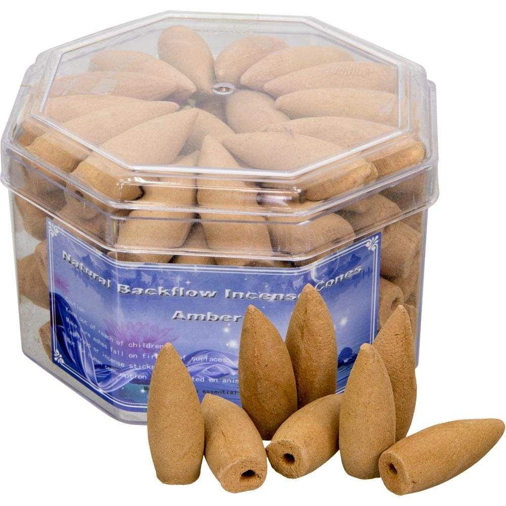 Backflow Incense Cones - Amber Fragrance (Pack of 70), SKU KH-72689, UPC 6016202971974