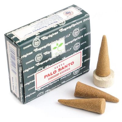 Palo Santo Satya Dhoop Incense Cones (12 Pack), SKU SPS12, UPC 6016245019053