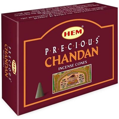 Precious Chandan HEM Cone Incense (10 Cones), SKU PC12, UPC 6016204540543
