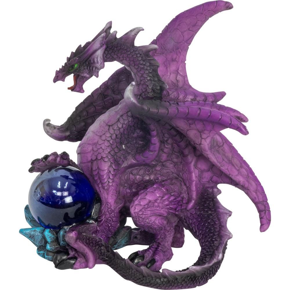 Dragon Figurine with Sphere - Purple, SKU KH-33475, UPC 6016214165187