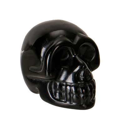 1.9&quot; Black Obsidian Gemstone Skull, SKU PG-15821, UPC 700317388470