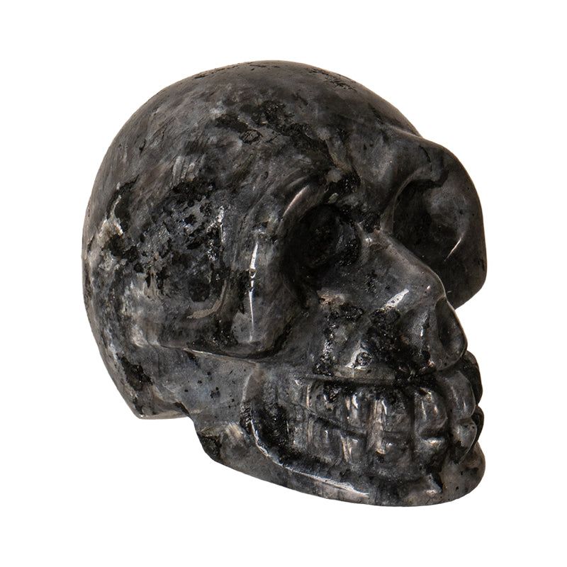 1.9&quot; Black Labradorite Gemstone Skull, SKU PG-15820, UPC 700317388463