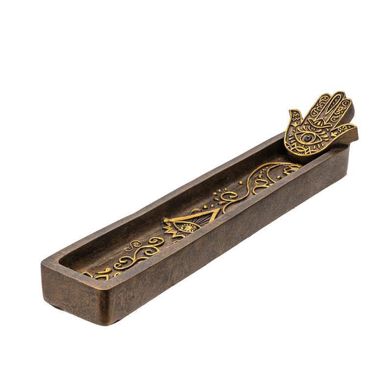 10.5&quot; Hamsa Stick Incense Burner, SKU PG-15617, UPC 700317359821