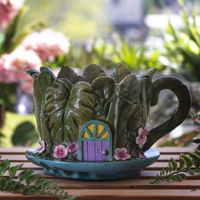 7.5&quot; Fairyland Garden Floral Teacup Planter, SKU PG-12829, UPC 700317023852