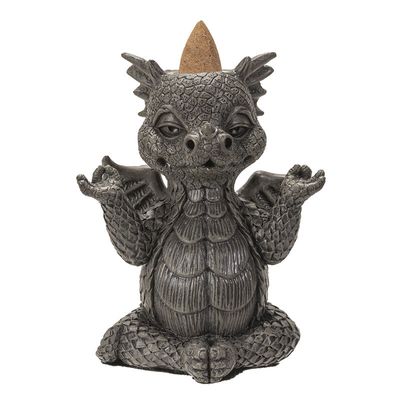 4.25&quot; Dragon Yoga Backflow Incense Burner, SKU PG-14938, UPC 700317075523
