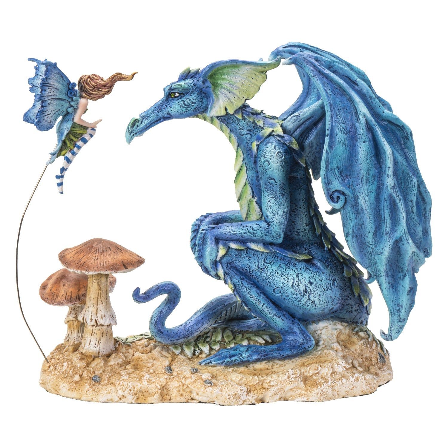 7.8&quot; Amy Brown Dragon Statue - Close Encounter Dragon and Fairy, SKU PG-14924, UPC 700317290124