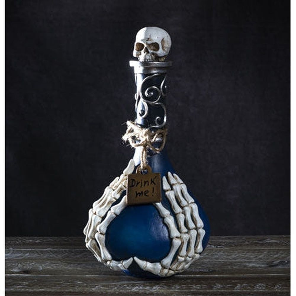 12.4&quot; Drink Me Potion Bottle Skull Statue, SKU PG-14392, UPC 700317030324