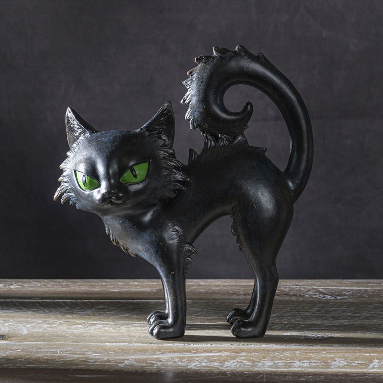 8.2&quot; Black Cat Standing Statue, SKU PG-15057, UPC 700317076933