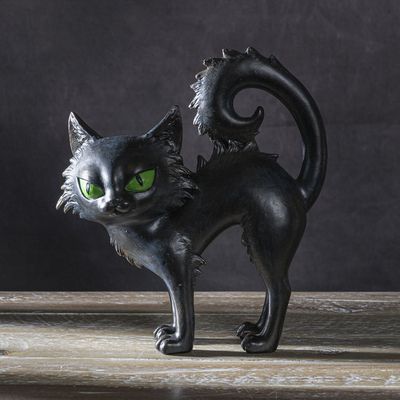 8.2&quot; Black Cat Standing Statue, SKU PG-15057, UPC 700317076933