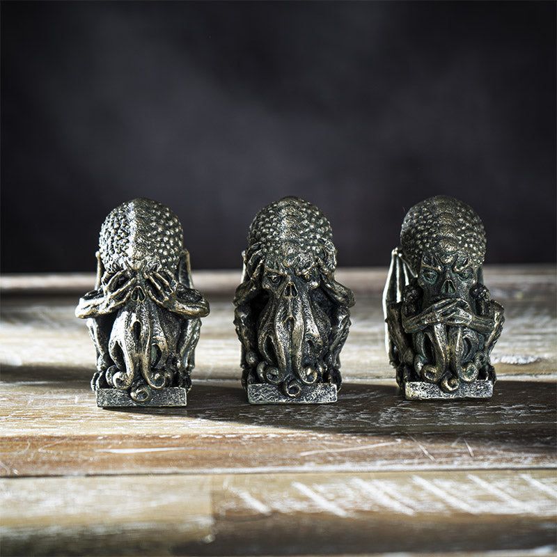 3.25&quot; Sitting Cthulhu Statue Set - See, Hear, Speak No Evil (Set of 3), SKU PG-14136, UPC 700317295…