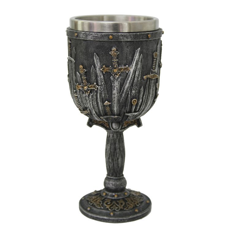 7&quot; Resin &amp; Stainless Steel Chalice / Goblet - Swords
