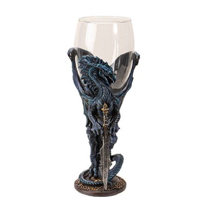8&quot; Glass &amp; Resin Chalice / Goblet - Dragon Blade